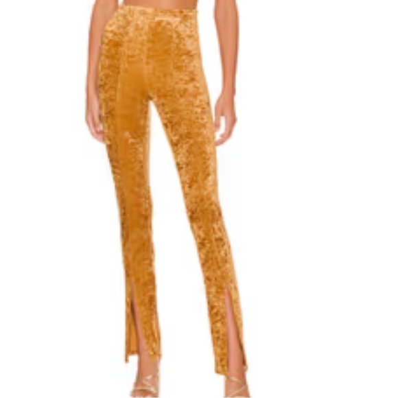 Ronny Kobo Allesandra Velvet Gold Pant Small Split Ankle - Picture 1 of 6